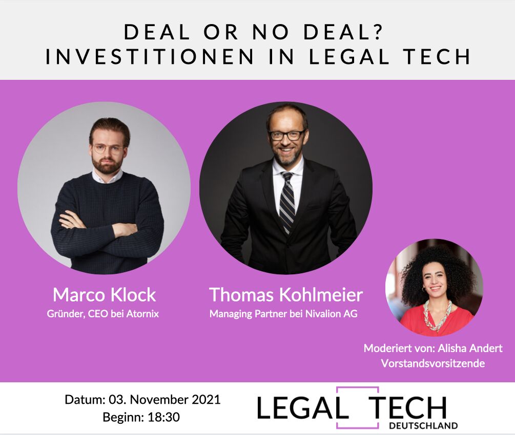 Invest In Legal Tech - "Deal Or No Deal?" – Legal Tech Verband Deutschland